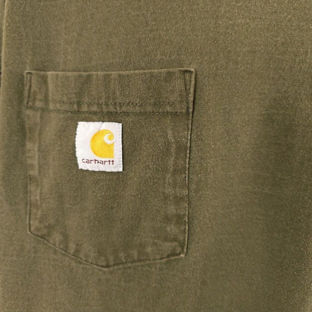 Carhartt Pocket T Shirt Mens Size 2XL Green Workwear Heavy Cotton OVERSIZED - Picture 3 of 7